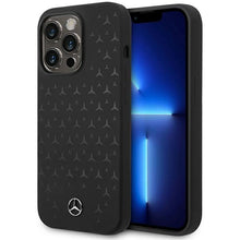Заредете изображение във визуализатора на галерията – Mercedes Silicone Stars Pattern MagSafe case for iPhone 15 Pro - black
