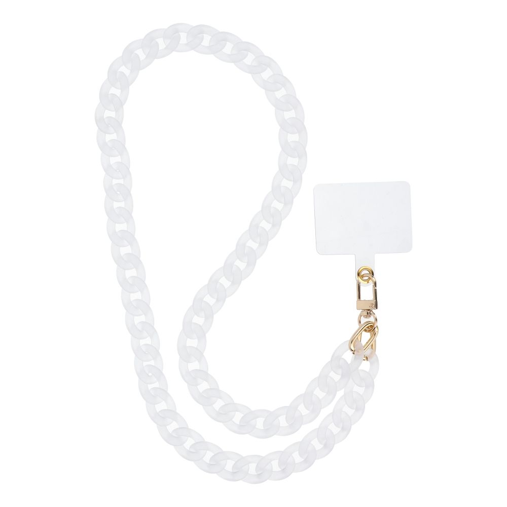 PANAMA LONG Phone lanyard, Phone pendant / cord length 80cm (40cm in the loop) / on neck - white