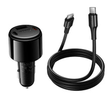 Заредете изображение във визуализатора на галерията – Car charger Hoco USB A + 2xUSB C PD QC3.0 57W with USB C to C cable Z69B black
