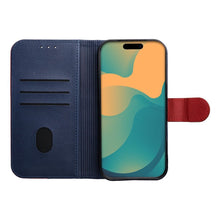 Заредете изображение във визуализатора на галерията – Flip case for iPhone 17 Split Book navy and red
