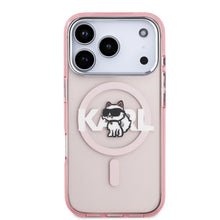 Заредете изображение във визуализатора на галерията – KARL LAGERFELD case for IPHONE 17 Pro compatible with MagSafe KLHMP17LHGCHGKBP (IML Choupette Sketch Logo) pink
