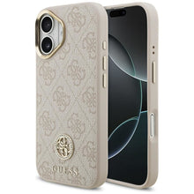 Заредете изображение във визуализатора на галерията – GUESS case for IPHONE 17 compatible with MagSafe GUHMP17SP4GRMDEP (PU W/ 4G Strass Logo) pink
