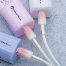 Заредете изображение във визуализатора на галерията – FORCELL F-ENERGY C357 cable Type C to Type C QC4.0 PD 5A 100W Gradient 1 m white
