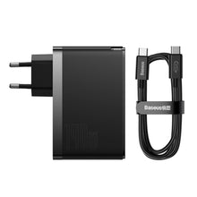 Заредете изображение във визуализатора на галерията – Baseus GaN5 Pro fast charger 2xUSB-C + USB 140W EU black (CCGP100201)
