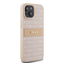 Заредете изображение във визуализатора на галерията – Original Case DKNY hardcase Leather Mono Stripe &amp; Metal Logo DKHCP15SPRTHSLP for Iphone 15/14/13 pink
