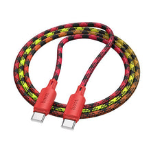Заредете изображение във визуализатора на галерията – Cable USB C to USB C Hoco 3A 60W 1 m X116 gradient red
