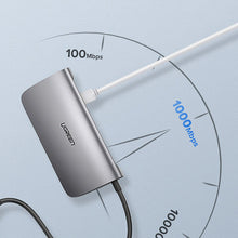 Заредете изображение във визуализатора на галерията – Ugreen CM179 9in1 USB-C - 3x USB-A 3.0 / HDMI / VGA / RJ45 / TF / SD card reader / USB-C adapter - gray
