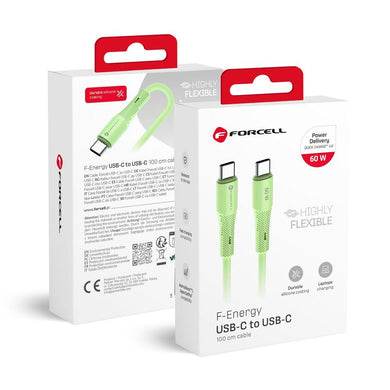 FORCELL F-ENERGY C344 cable Type C to Type C QC4.0 PD 3A 60W Silicone 1 m green