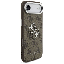 Заредете изображение във визуализатора на галерията – GUESS case fir IPHONE 17 Air GUHCP17MP4G4SMCW (4G PU Leather Case with Big 4G AND Classic Logo and Silver Metal Camera Frame) brown
