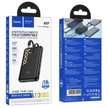 Заредете изображение във визуализатора на галерията – Powerbank Hoco 10000 mAh QC PD 22,5W with built-in cables USB C + Lightning Q37 black
