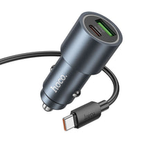 Заредете изображение във визуализатора на галерията – HOCO car charger USB A + Type C + cable USB A to Type C PD QC3.0 48W Z60 black
