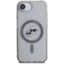 Заредете изображение във визуализатора на галерията – KARL LAGERFELD case for IPHONE 16e (SE 4 2025) compatible with MagSafe KLHMPSE4HLSKCK (IML Metal KC Heads) black
