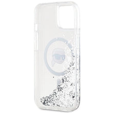 Заредете изображение във визуализатора на галерията – Karl Lagerfeld Liquid Glitter Karl Head MagSafe case for iPhone 15 / 14 / 13 - transparent
