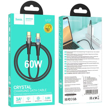 Заредете изображение във визуализатора на галерията – HOCO cable Type C to Type C 3A 60W U121 1,2 m black
