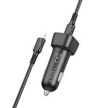 Заредете изображение във визуализатора на галерията – Borofone Car charger BZ28 Trophie - Type C - PD 30W 3A with Type C to Lightning cable black
