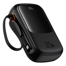 Заредете изображение във визуализатора на галерията – Baseus Qpow Pro+ 20000mAh 22.5W powerbank with built-in USB-C cable and display - black
