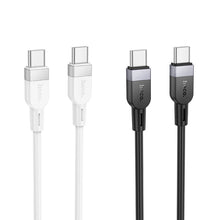 Заредете изображение във визуализатора на галерията – Silicone Cable USB C to USB C Hoco 3A 60W 1 m X109 black
