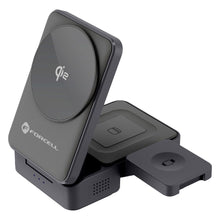 Заредете изображение във визуализатора на галерията – Wireless charger Forcell F-Energy 3in1 Flex Pro Qi2 compatible with MagSafe (F-05) silver
