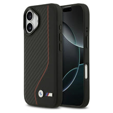 Заредете изображение във визуализатора на галерията – BMW case for IPHONE 17 compatible with MagSafe BMHMP17S25PCCSCKR (PU Carbon Line &amp; Logo) red
