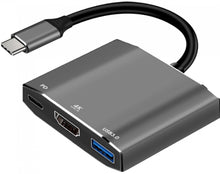 Заредете изображение във визуализатора на галерията – Adapter HUB 3in1 USB C ART OEM-C17 silver
