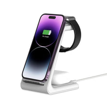 Заредете изображение във визуализатора на галерията – Tech-Protect A8 10W inductive charger in the form of a 3-in-1 stand for a smartphone / headphones / smartwatch - white
