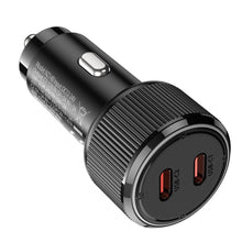 Заредете изображение във визуализатора на галерията – HOCO car charger 2 x Type C QC PD 50W NZ14B black
