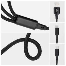Заредете изображение във визуализатора на галерията – Cable 3in1 USB A to Lightning / Type C / Micro USB C171 1,2 m black

