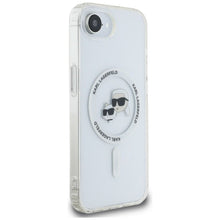 Заредете изображение във визуализатора на галерията – KARL LAGERFELD case for IPHONE 16e (SE 4 2025) compatible with MagSafe KLHMPSE4HLSKCH (IML Metal KC Heads) white
