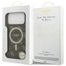 Заредете изображение във визуализатора на галерията – GUESS case for IPHONE 17 Pro compatible with MagSafe GUHMP17LH4DTEW (IML 4G Background) brown
