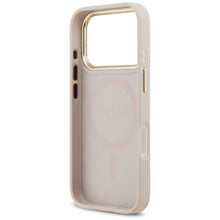 Заредете изображение във визуализатора на галерията – GUESS case for IPHONE 17 Pro compatible with MagSafe GUHMP17LPSAMSECP (PU W/ Peony Hot Stamp) pink
