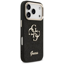 Заредете изображение във визуализатора на галерията – GUESS case for IPHONE 17 Pro GUHCP17LHG4SGCK (Fixed Glitter Big 4G Metal Frame) black
