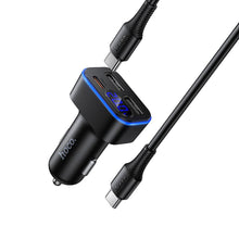 Заредете изображение във визуализатора на галерията – Car charger Hoco with LCD 2xUSB A + 1xUSB C PD QC3.0 42W Z63A black
