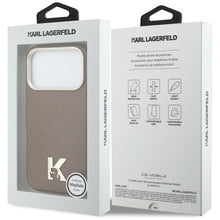 Заредете изображение във визуализатора на галерията – KARL LAGERFELD case for IPHONE 17 Pro compatible with MagSafe KLHMP17L5PGFKHGW (Karl Head Logo) brown
