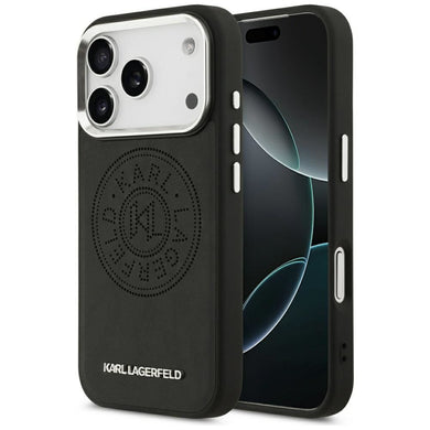KARL LAGERFELD case for IPHONE 17 Pro compatible with MagSafe KLHMP17LPSKRPMK (PU W/ Point & Metal Logo) black
