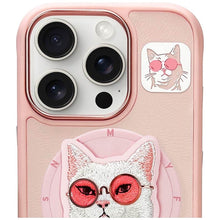 Заредете изображение във визуализатора на галерията – NIMMY case GLASSES COOL CAT compatible with MagSafe for IPHONE 16 Pro pink
