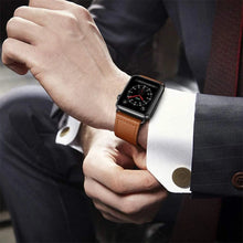 Заредете изображение във визуализатора на галерията – Tech-Protect Leatherfit strap for Apple Watch 4 / 5 / 6 / 7 / 8 / 9 / SE (38/40/41 mm) - brown
