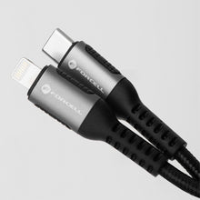 Заредете изображение във визуализатора на галерията – FORCELL F-ENERGY C259 cable Type C to Lightning PD 3A 27W Cafule 0,5 m black
