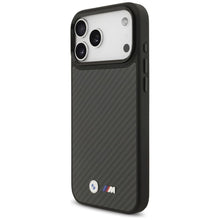 Заредете изображение във визуализатора на галерията – BMW case for IPHONE 17 Pro Max compatible with MagSafe BMHMP17X24CFMMK (Kevlar Matt) black

