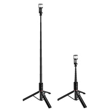 Заредете изображение във визуализатора на галерията – Selfie stick tripod with remote control + LED light Hoco K34 black
