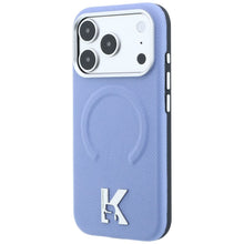 Заредете изображение във визуализатора на галерията – KARL LAGERFELD case for IPHONE 18 Pro/17 Pro compatible with MagSafe (Grained Embossed Ring &amp; Kameo Logo) light blue
