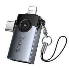 Заредете изображение във визуализатора на галерията – Adapter OTG 2in1 Lightning / USB C to USB A Hoco UA46E Victory gray
