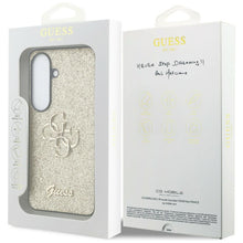 Заредете изображение във визуализатора на галерията – GUESS case for SAMSUNG S26 GUHCS26SHG4SGD (Fixed Glitter 4G Big Metal Logo) gold

