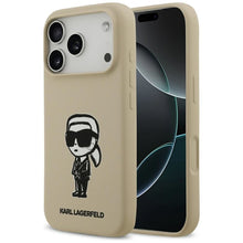 Заредете изображение във визуализатора на галерията – KARL LAGERFELD case for IPHONE 17 Pro compatible with MagSafe KLHMP17LSKIGROW (Silicone W/ KL Sketch &amp; Logo) brown
