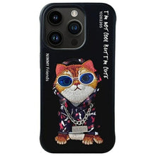 Заредете изображение във визуализатора на галерията – NIMMY case GLASSES COOL CAT for IPHONE 15 Pro black
