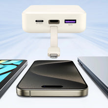 Заредете изображение във визуализатора на галерията – Ugreen PB505 Powerbank 20000mAh 22.5W USB-C USB-A Built-in USB-C Cable - White

