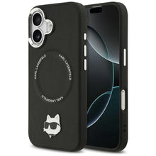 Заредете изображение във визуализатора на галерията – KARL LAGERFELD case for IPHONE 17 compatible with MagSafe KLHMP17SPSMLRCHK (PU Choupette Pin) black
