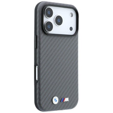 Заредете изображение във визуализатора на галерията – BMW case for IPHONE 18 Pro/17 Pro compatible with MagSafe (Carbon Metal Logo) grey 
