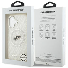 Заредете изображение във визуализатора на галерията – KARL LAGERFELD case for IPHONE 17 compatible with MagSafe KLHMP17SHMKBKCHOG (IML Glitter K&amp;C Heads Logo) gray
