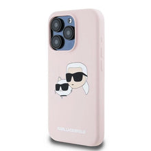 Заредете изображение във визуализатора на галерията – Karl Lagerfeld Silicone Karl&amp;Choupette MagSafe case for iPhone 15 Pro Max - pink
