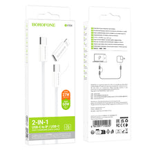 Заредете изображение във визуализатора на галерията – Borofone Cable BX104 Primo - Type C to Type C + Lightning - 60W 3A 1 metre white
